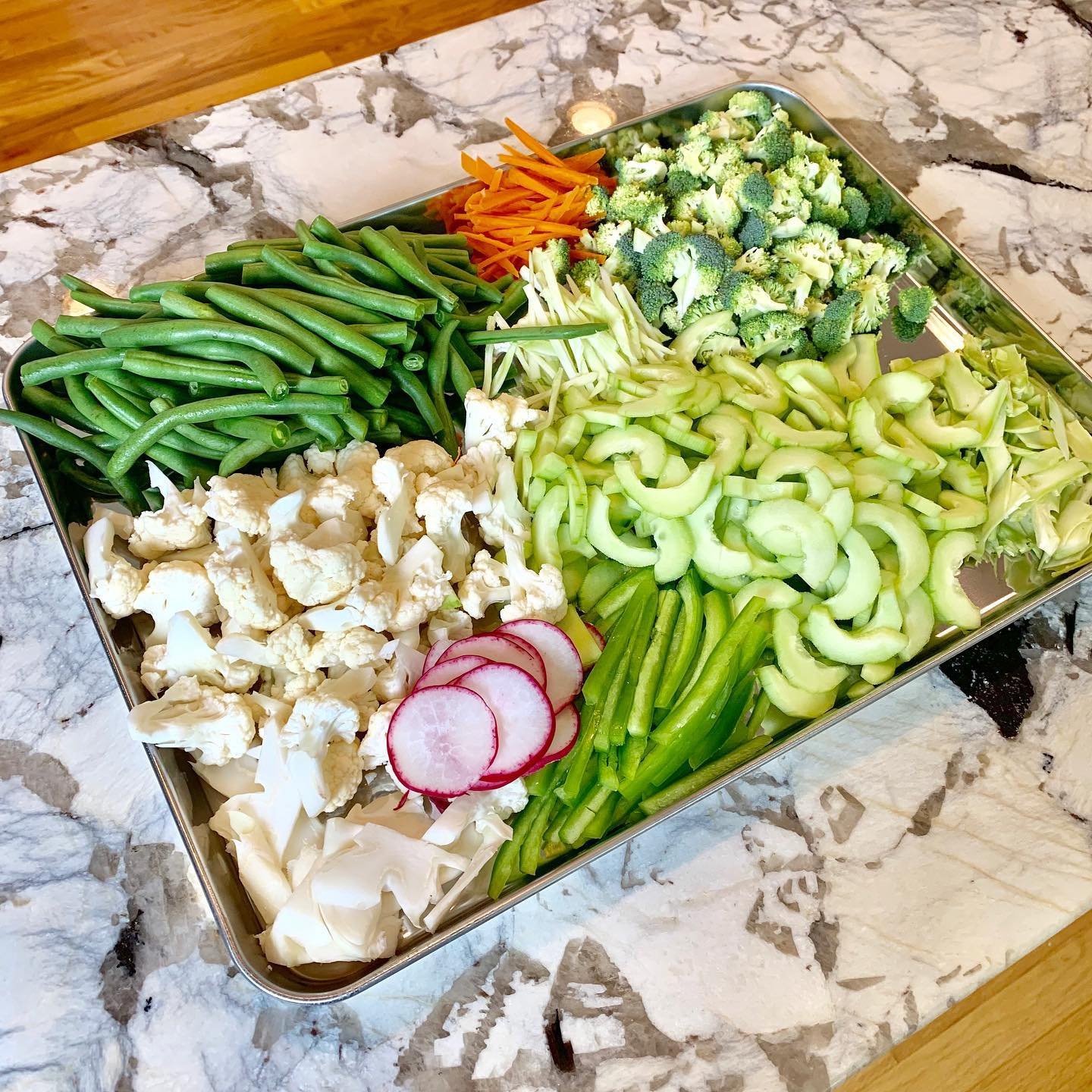 chopped vegetables for backpacking