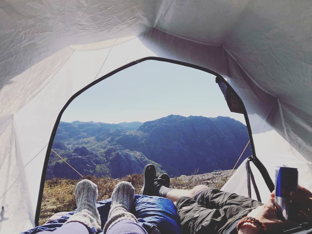 couple in tent camping