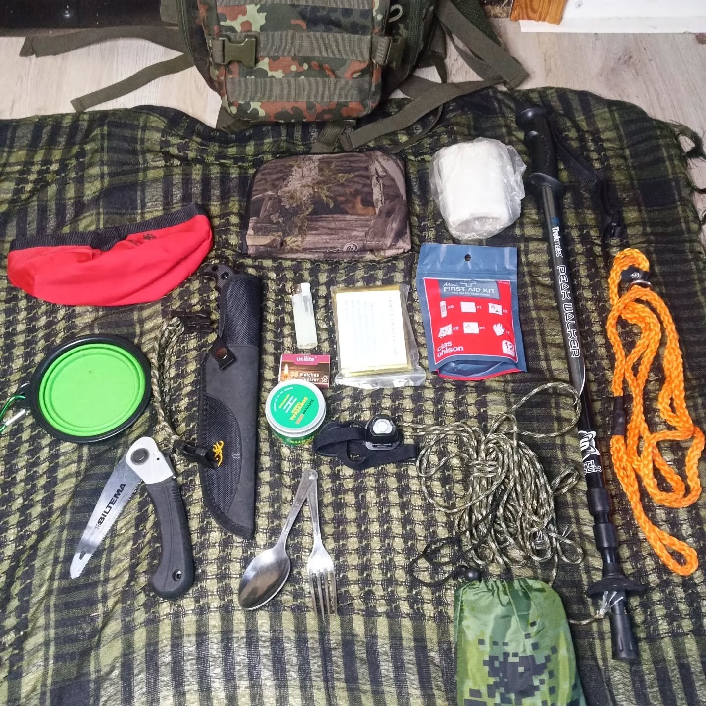 camping gear organized