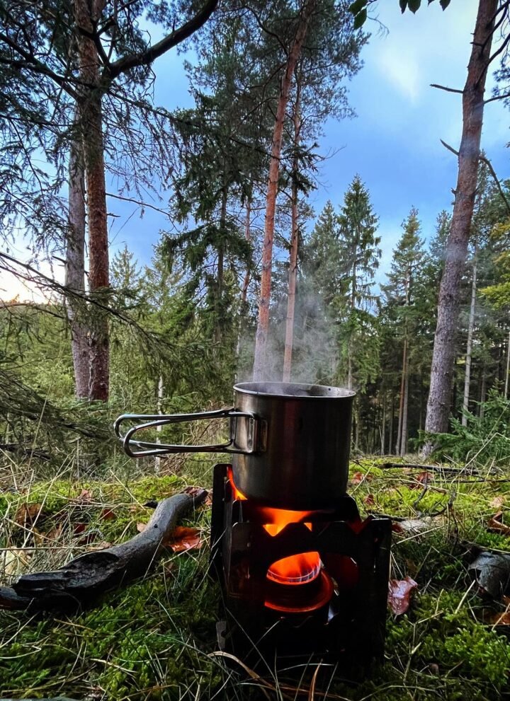 making coffee while camping