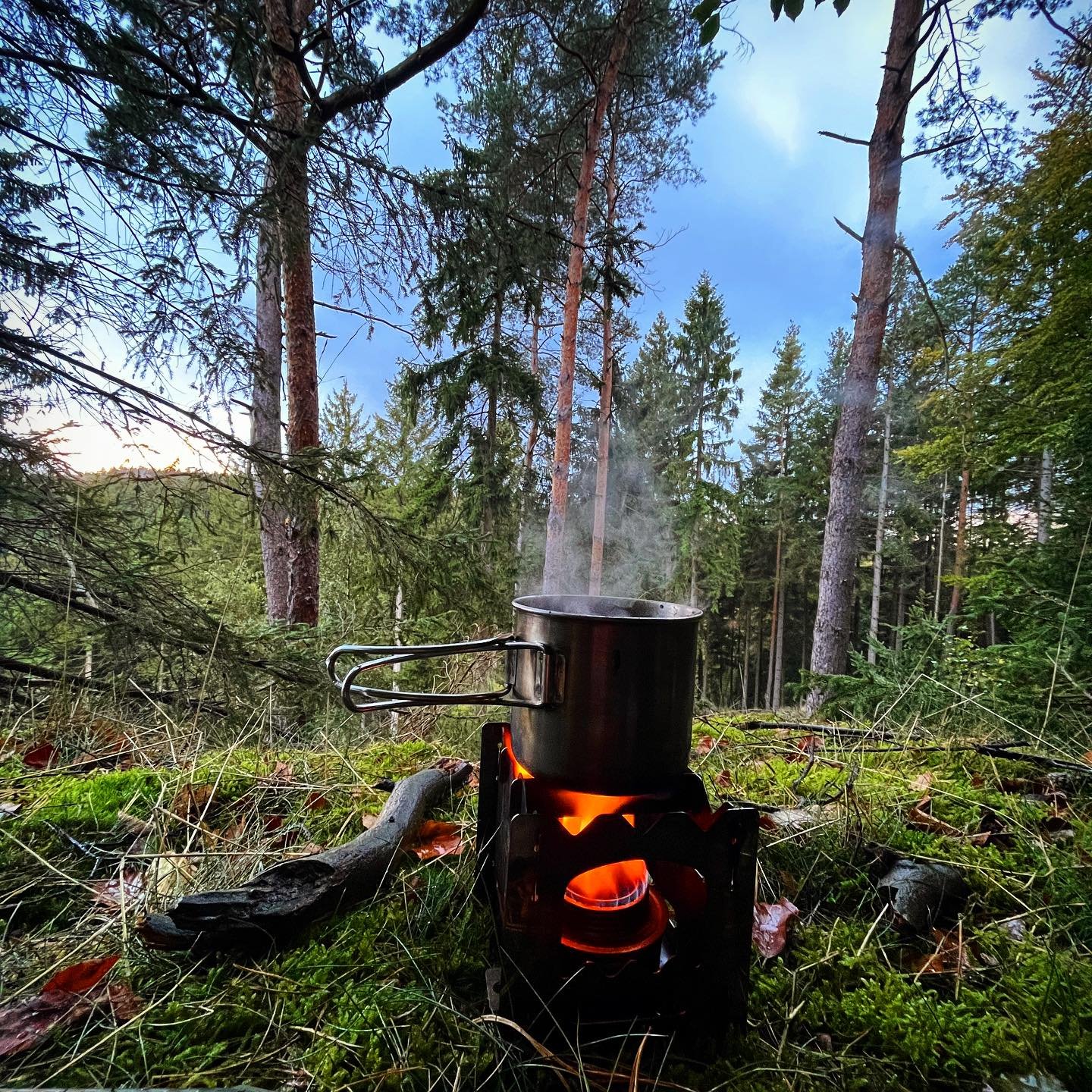 making coffee while camping